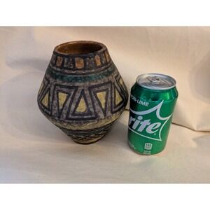 1950 Raymor Bitosso‎ Londi MCM Geometric Pottery Vase Handcrafted Lava 7 Inch